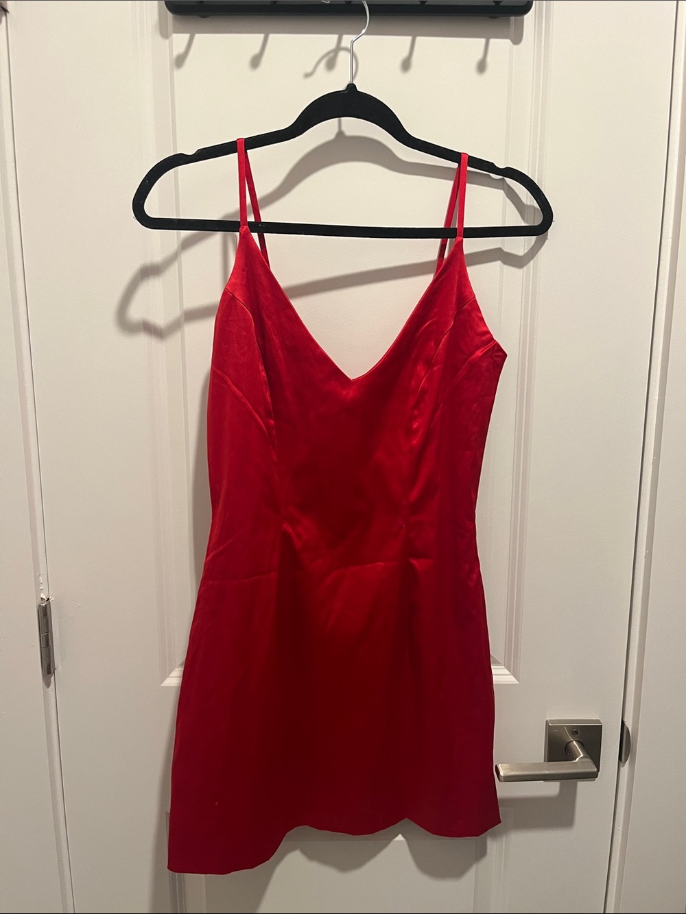 Fashion Nova Red Satin Cowl Neck Slip